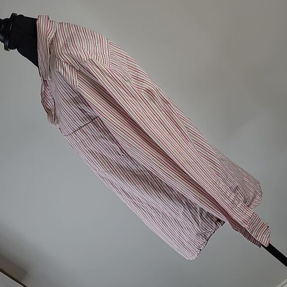 Original Aeropostale slim fit  sz S button front collared pink tan striped shirt - Picture 3 of 12